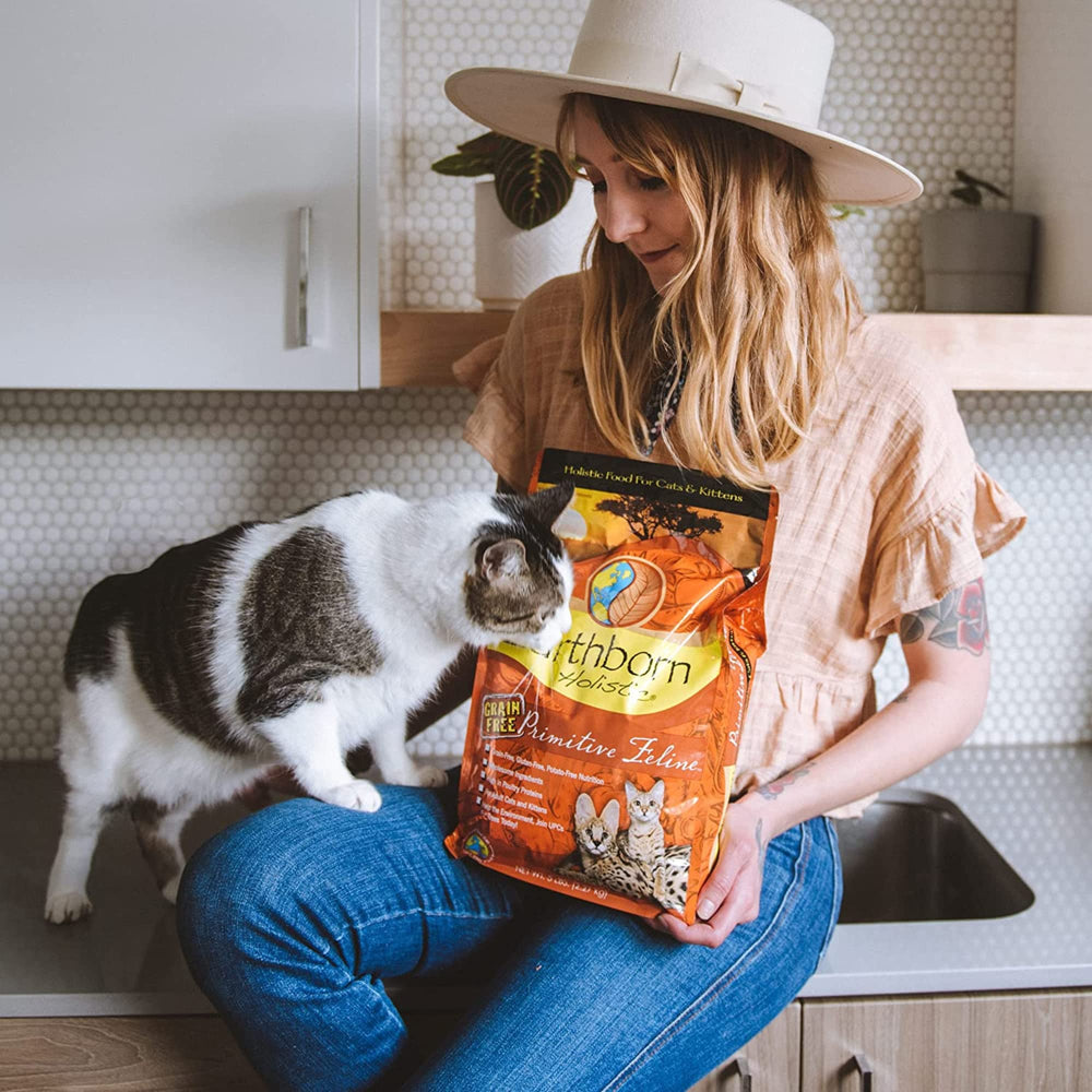 Earthborn Primitive Feline serving-bowl highlights ready-to-serve meal for cats.