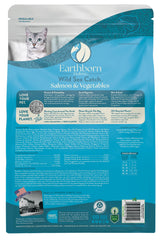 Earthborn Holistic Wild Sea Catch cat eating close-up shows appealing fish aroma.