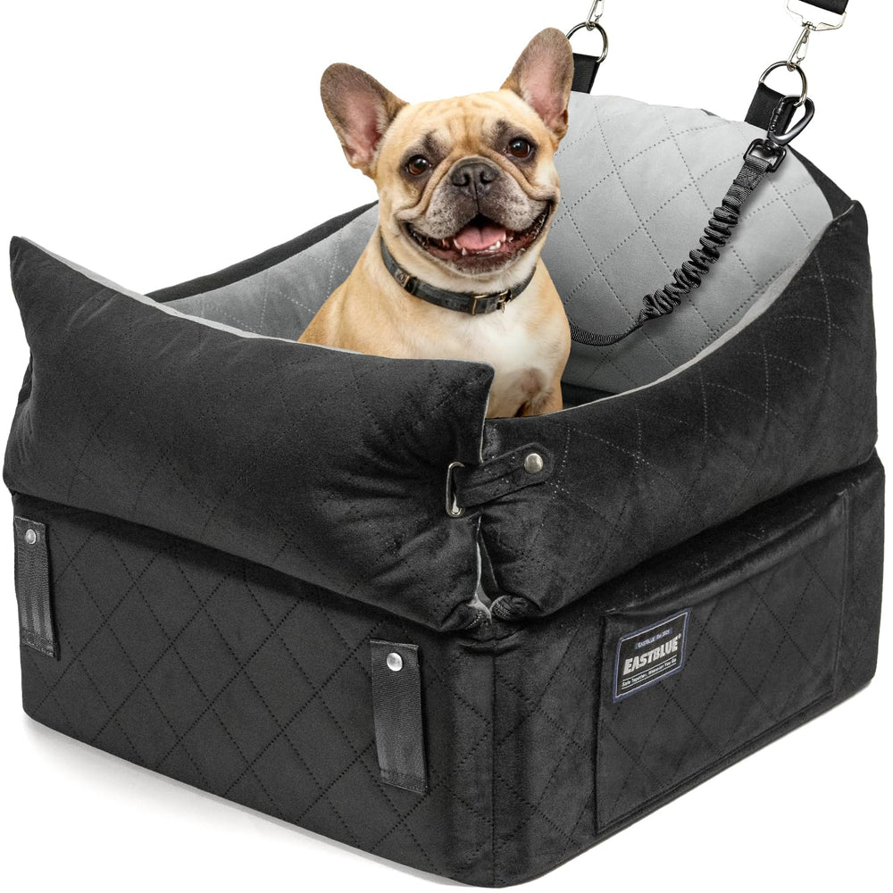 EASTBLUE dog seat in-car view showing secure booster for small dogs