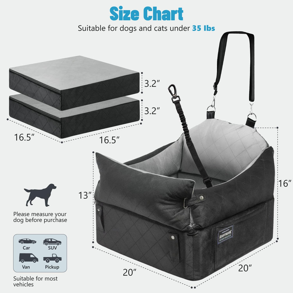EASTBLUE dog seat bolster and memory foam cushion close-up