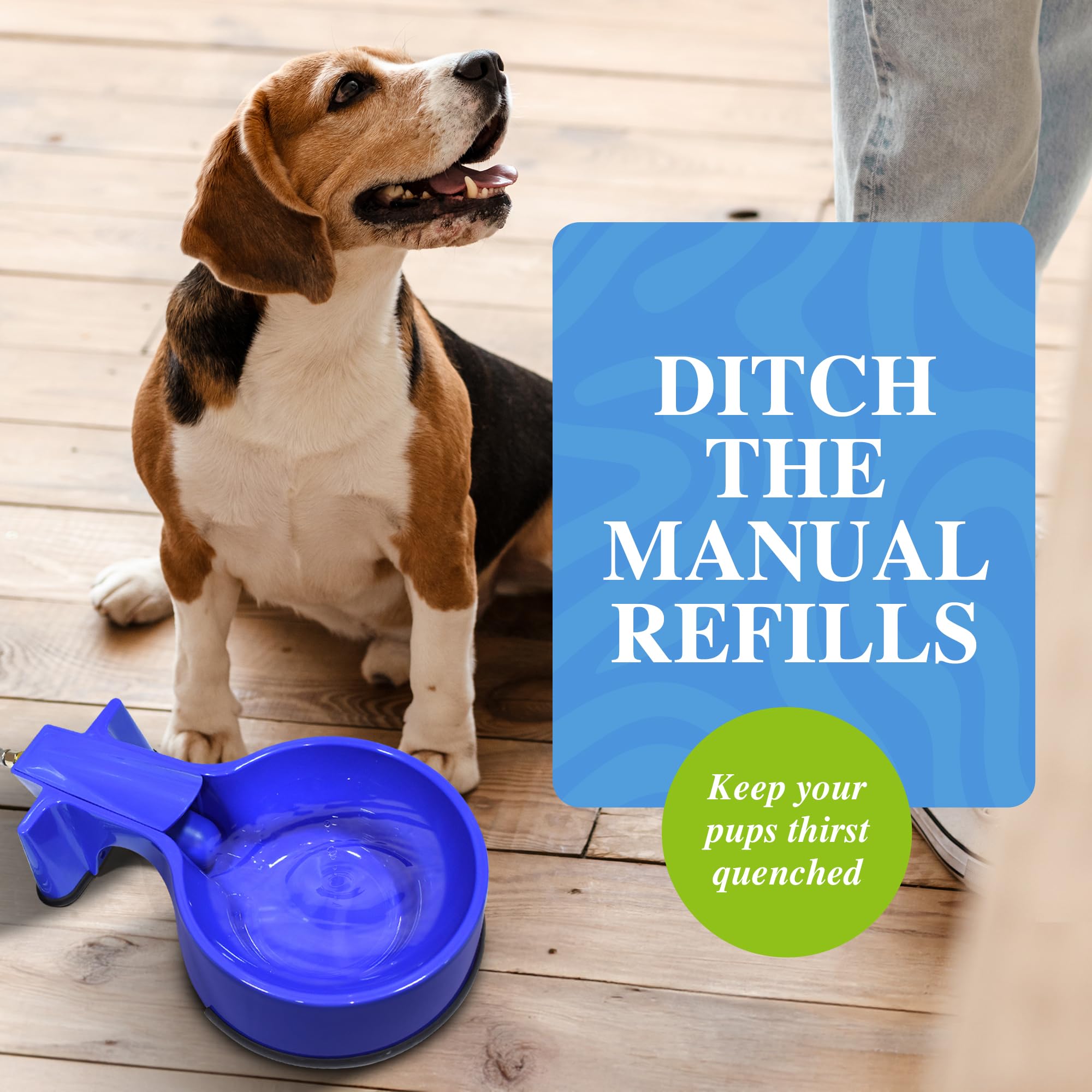 Easy-Clean Water Bowl auto-fill valve ensures constant water availability.