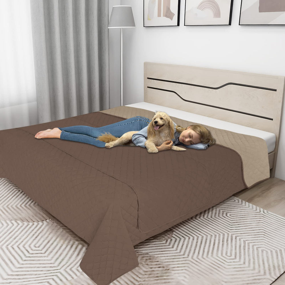 Easy-Going reversible colors brown beige on this cover, two looks for matching decor.