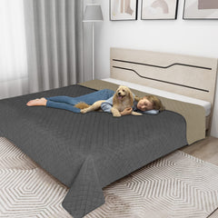 Easy-Going waterproof dog bed cover reversible colors shown on sofa for quick style update.