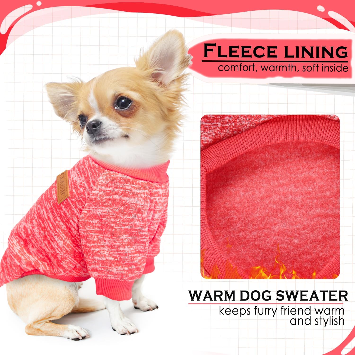 2 Pieces Dog Sweaters for Small Dogs easy-on-off design