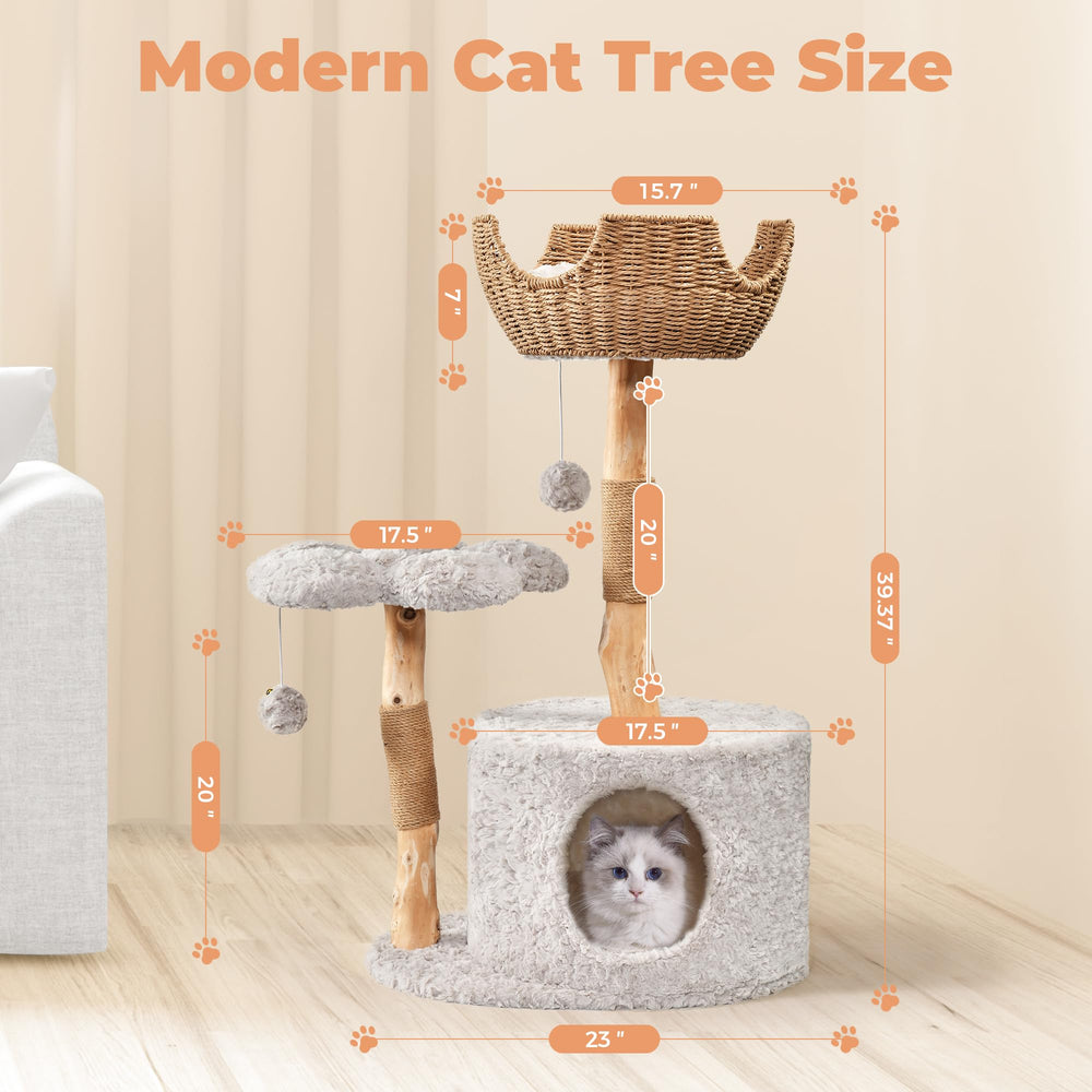 Easyego handwoven basket and furry balls add texture and interactive play.
