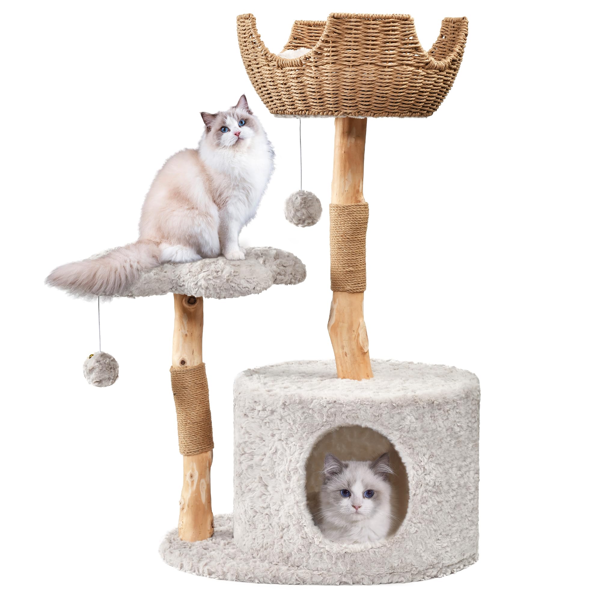 Easyego modern cat tree tower for large cats offers sturdy play and safe climbing.