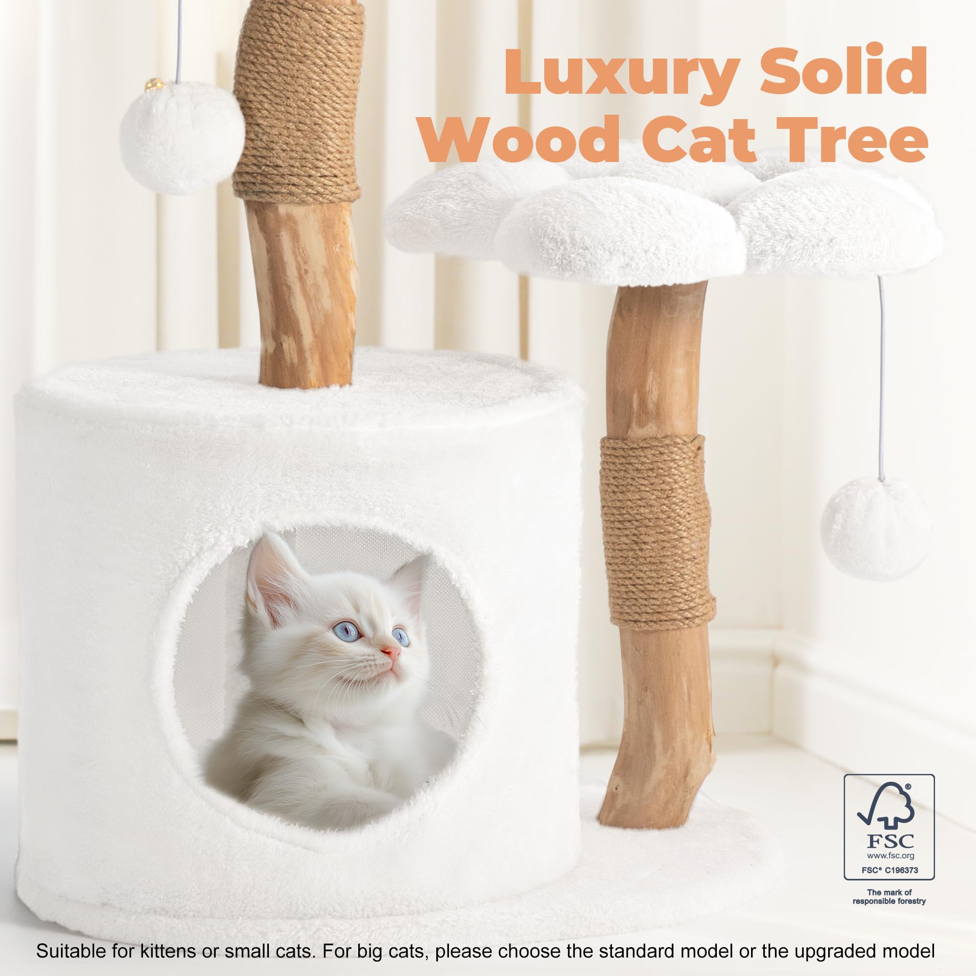 Easyego wood cat tree pear wood for durability and natural look