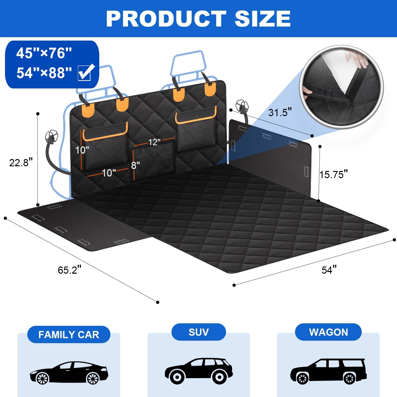 EasyHaWei SUV liner with side flaps enhances trunk protection during messy pet trips.