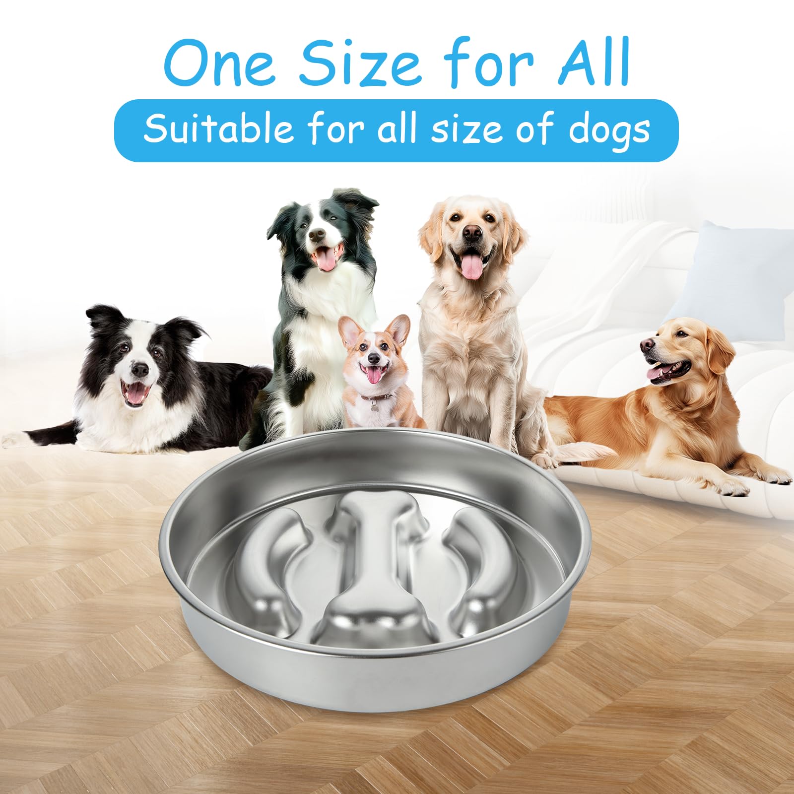 EATHEATY two-pack slow feeder bowls fit dogs from small to large.