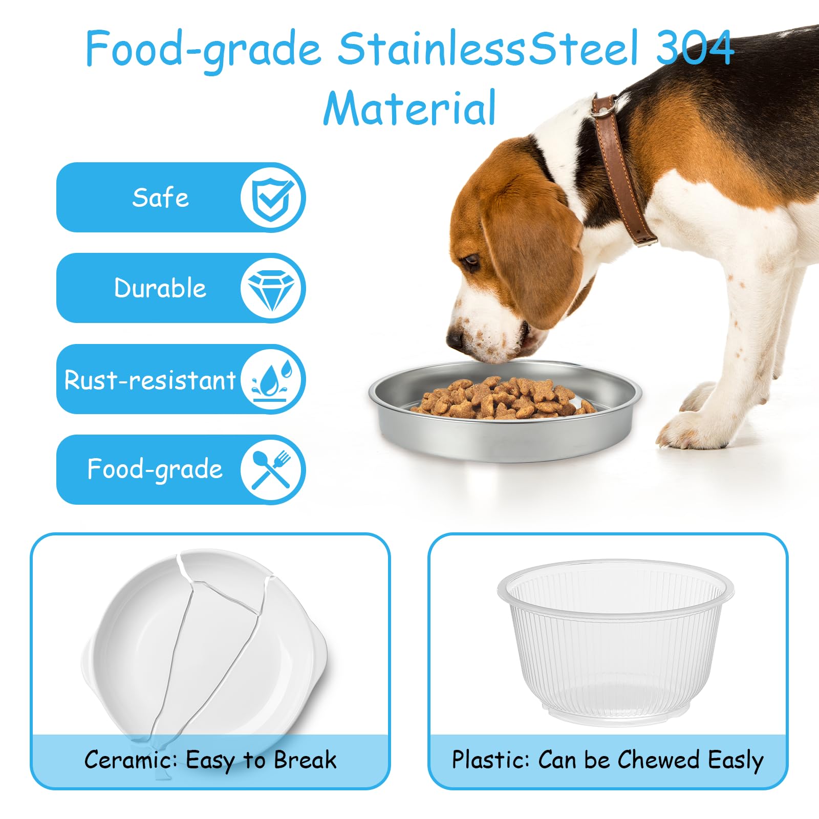 EATHEATY double-sided bone design supports dry and wet foods.