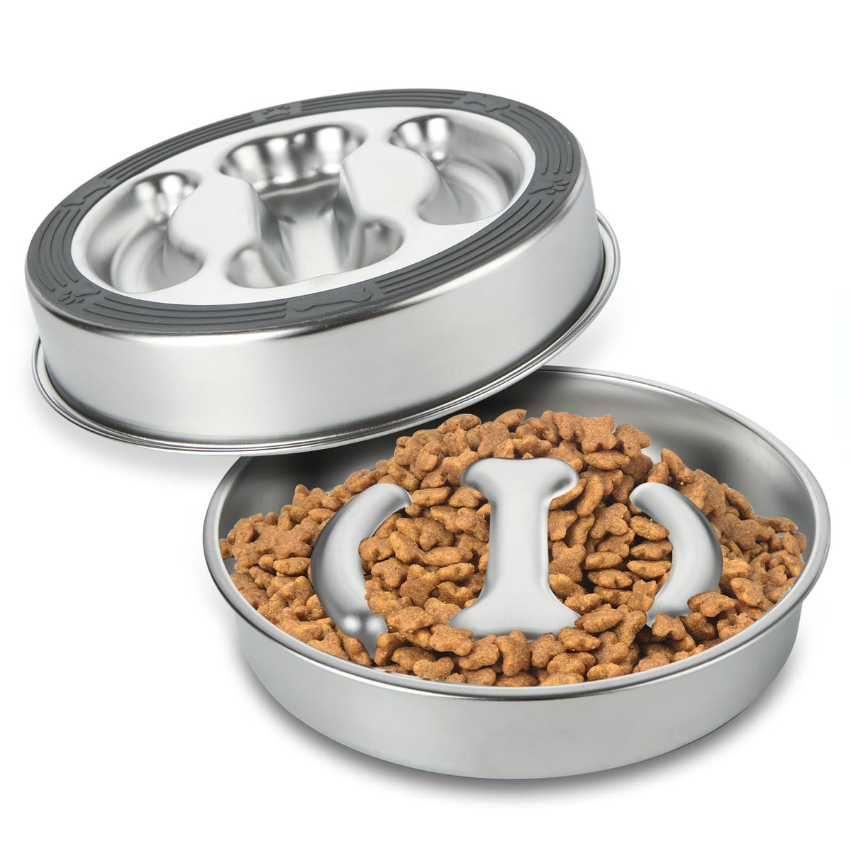 EATHEATY slow feeder bowls with bone interior design for paced meals.