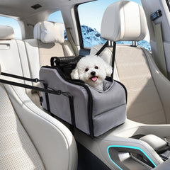 Ebukur center-console dog car seat assembled provides stable ride and secure console attachment.