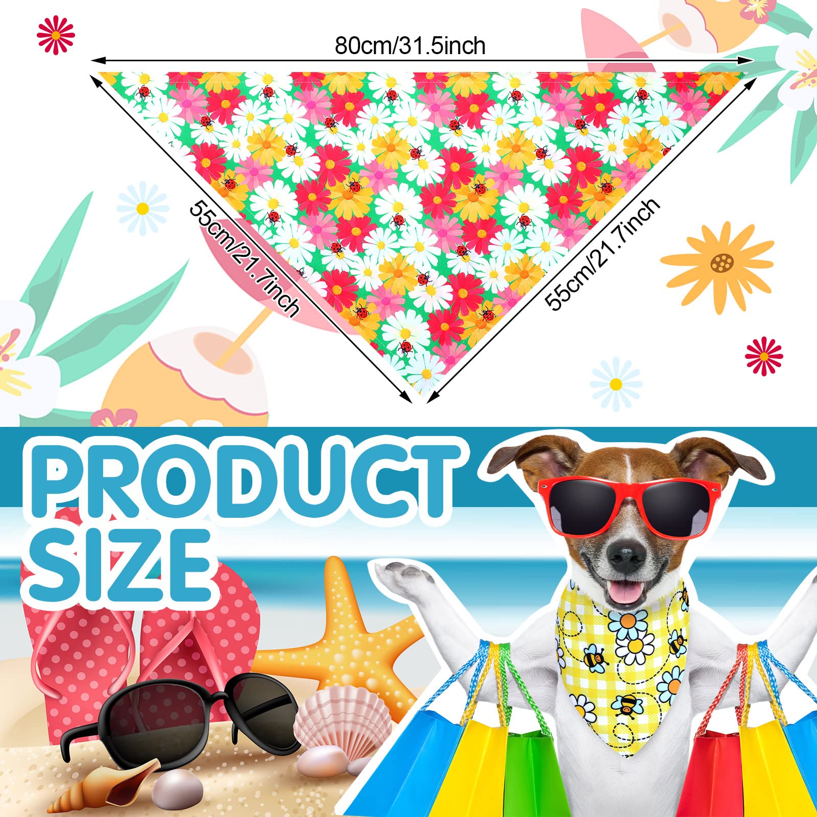 Eccliy dog bandanas show bees and butterflies for a playful outdoor look