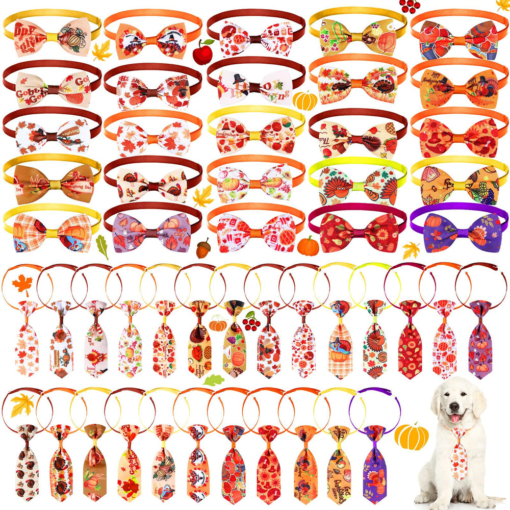 Eccliy pumpkin-pattern dog bow tie closeup for festive Halloween style