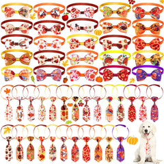 Eccliy pumpkin-pattern dog bow tie closeup for festive Halloween style