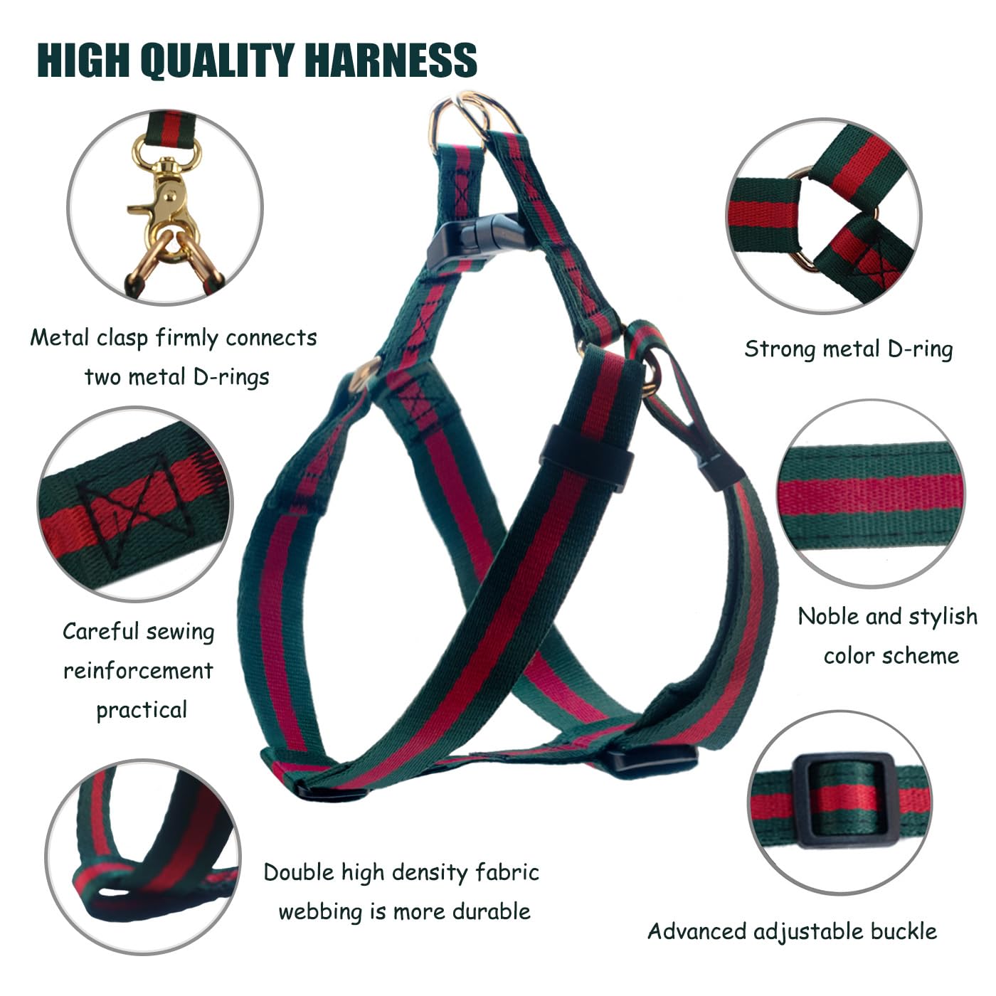 Echentie luxury harness and leash set shown with wearable design for stylish daily walks.