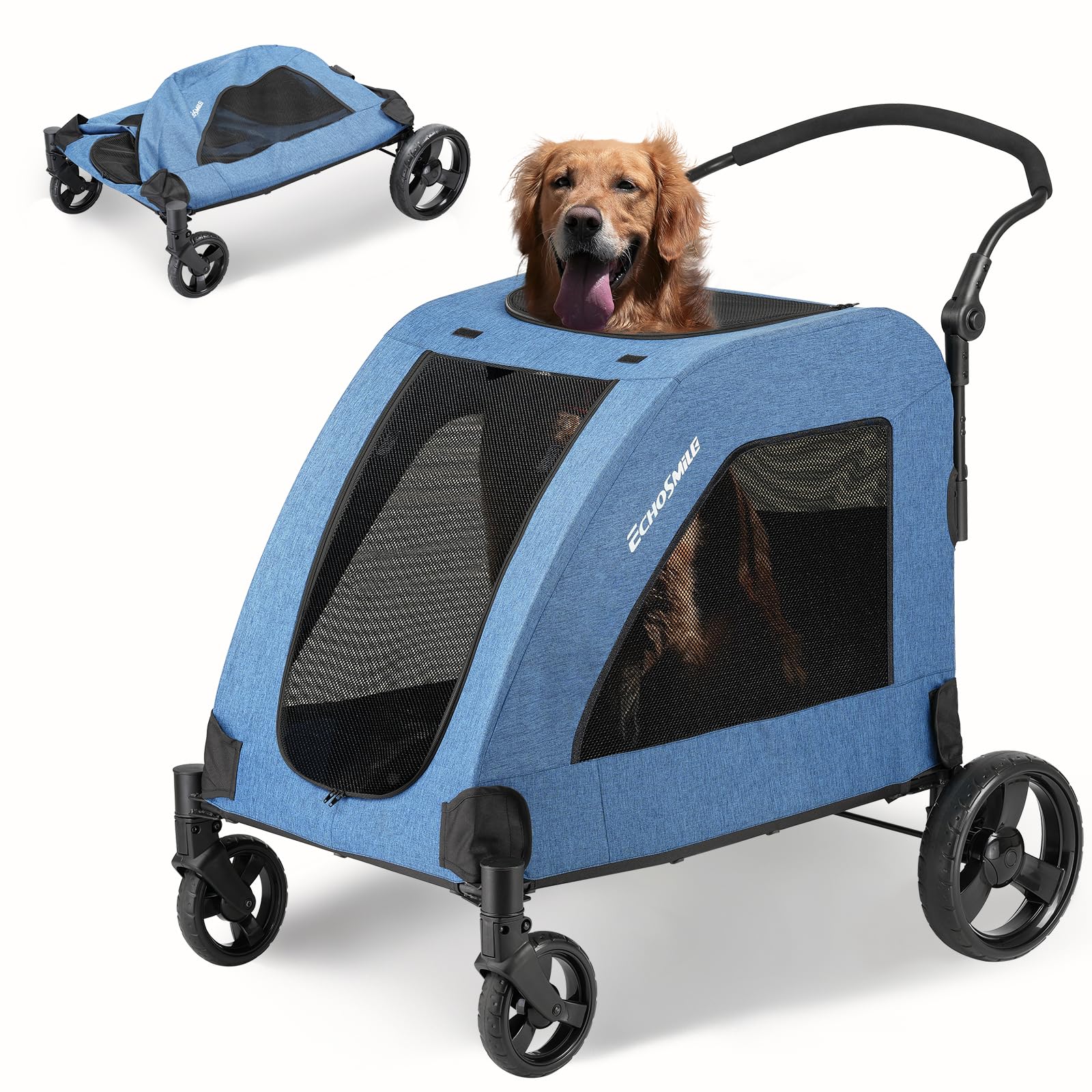 EchoSmile front-wheel view for smooth steering on grass, gravel, and pavement.