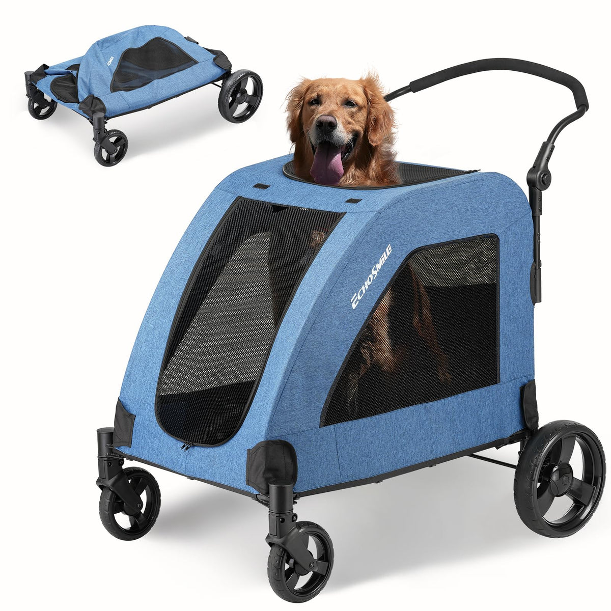 EchoSmile front-wheel view for smooth steering on grass, gravel, and pavement.