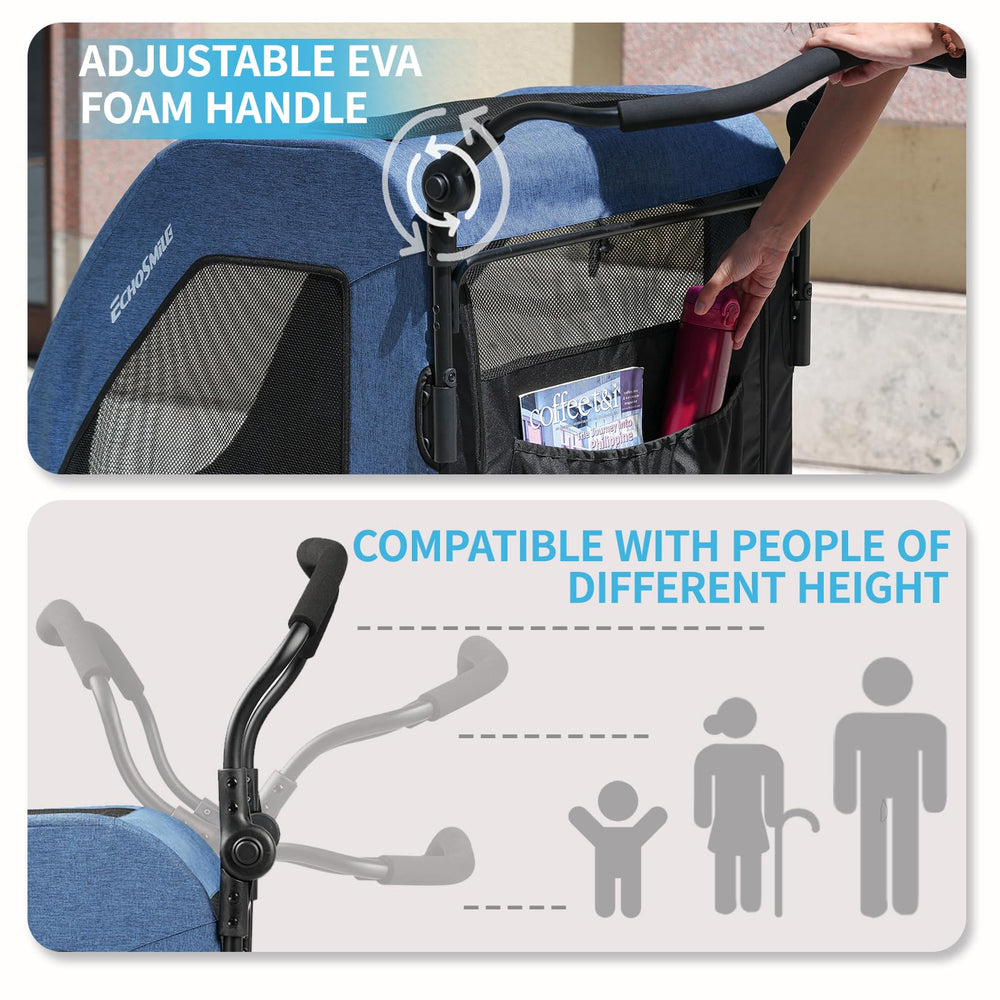 EchoSmile reinforced alloy frame supports up to 160 lbs for large breeds.