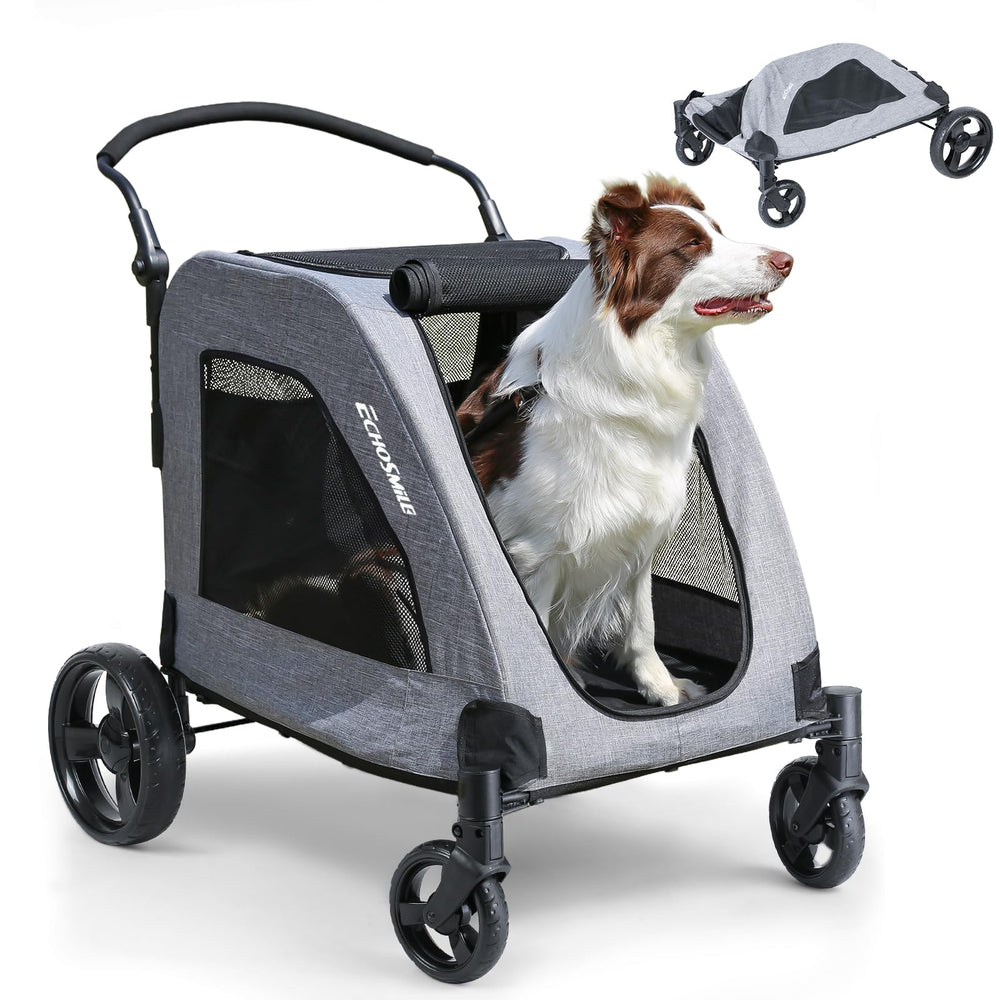 EchoSmile XL dog stroller with all-terrain wheels for outdoor stability