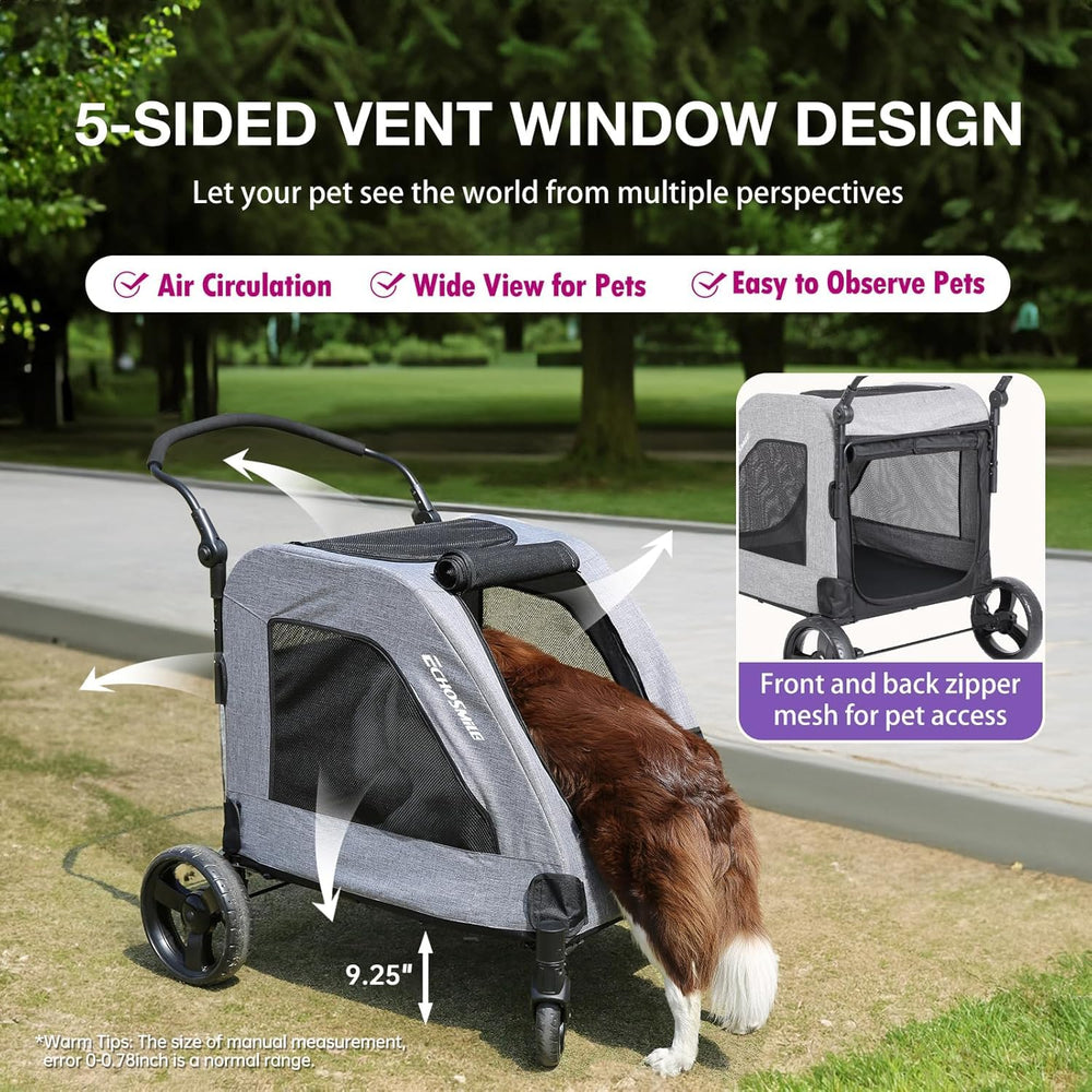 EchoSmile XL dog stroller dual-entry for easy front or rear entry