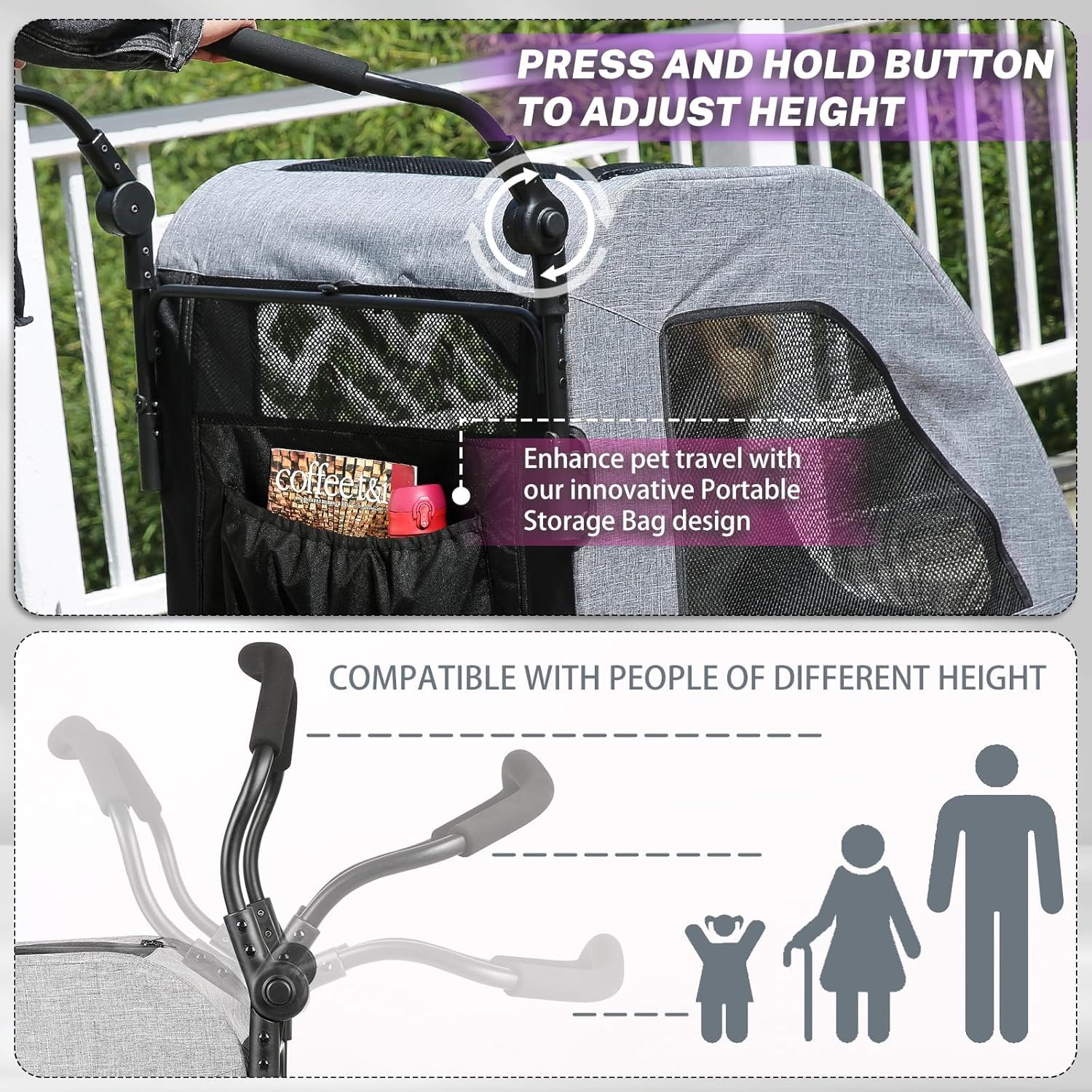 EchoSmile XL dog stroller mesh windows maximize airflow