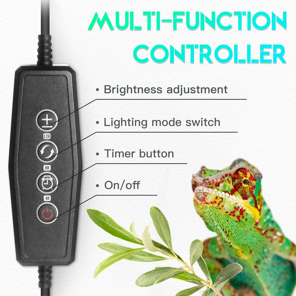 ECKPO Dimmable LED Reptile UVB Lamp compact size-s fits small terrariums.