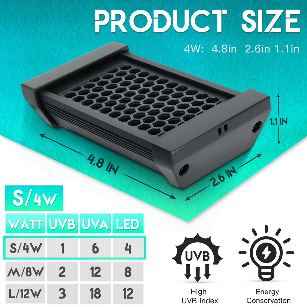ECKPO Dimmable LED Reptile UVB Lamp UVB module detail enables extended exposure options.