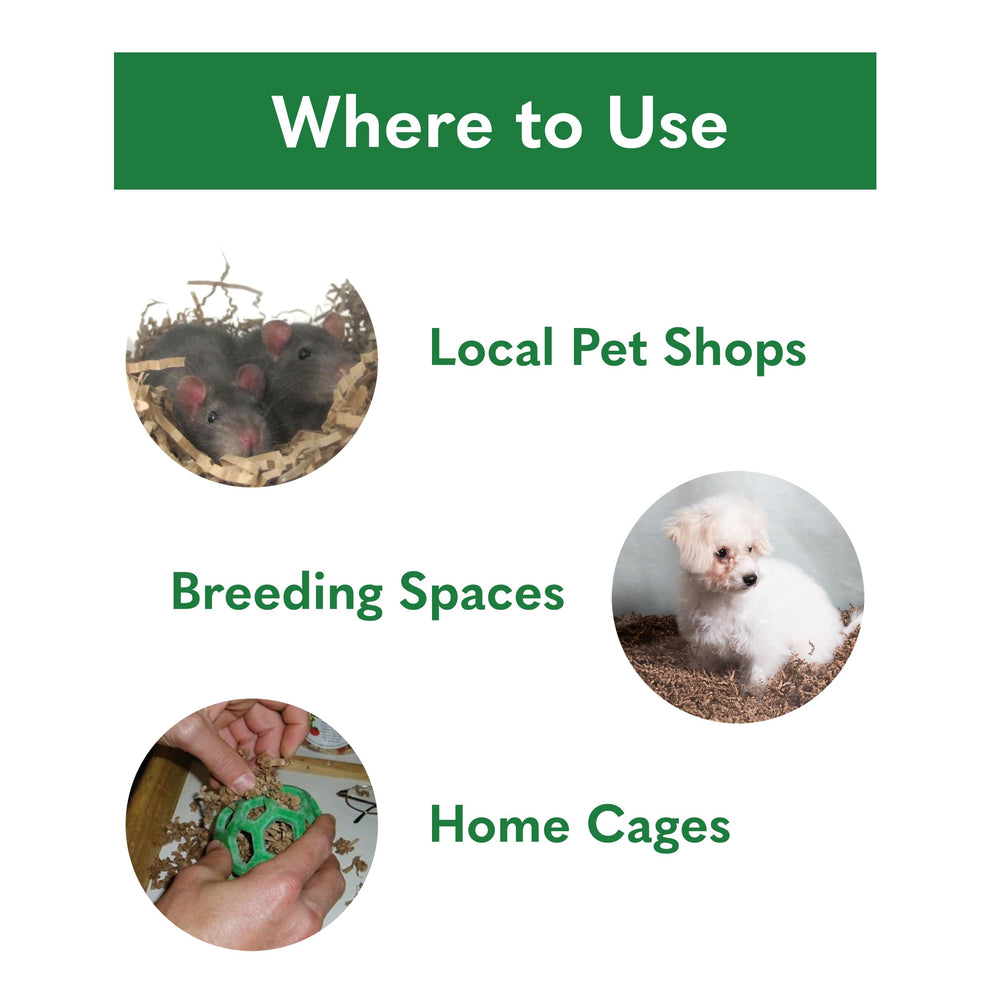 ECO BEDDING highly absorbent dust-free material reduces mess between cleanups.