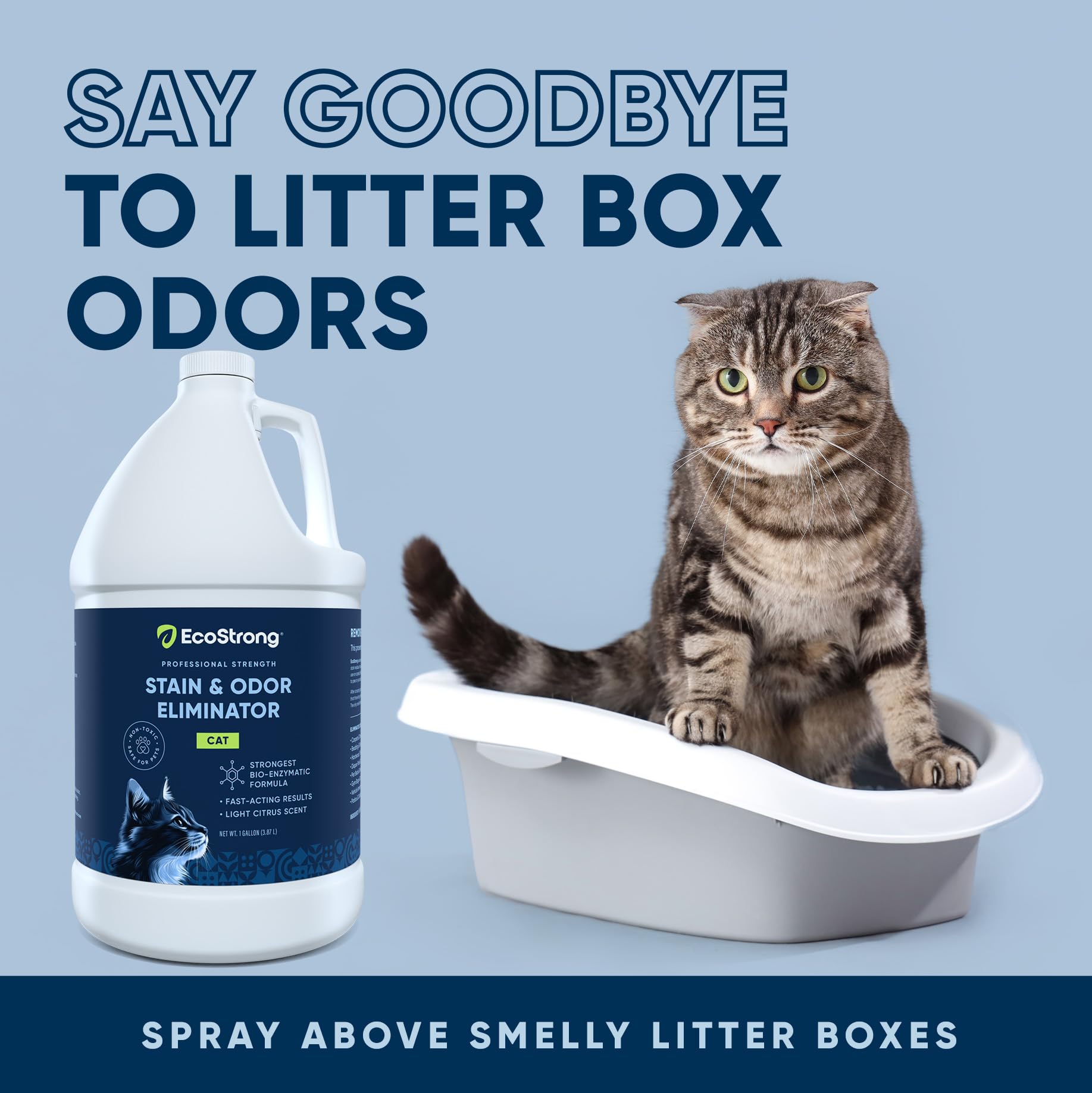 Eco Strong Cat Stain Odor Remover USA-made branding emphasizes quality