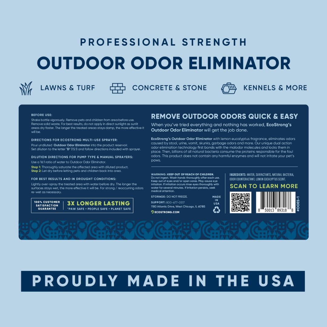 Eco Strong Outdoor Odor Eliminator deck-wood scenario shows fresh scent after odor removal