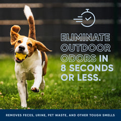 Eco Strong Outdoor Odor Eliminator turf application shows enzyme-based odor neutralization on grass