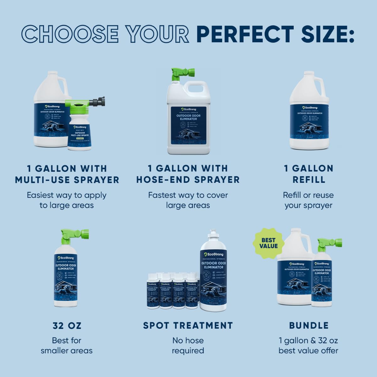Eco Strong skunk-odor removal scene reflects tough outdoor odors addressed.