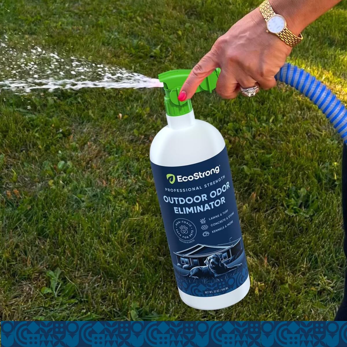 Eco Strong spray nozzle close-up highlights ergonomic design for easy application.