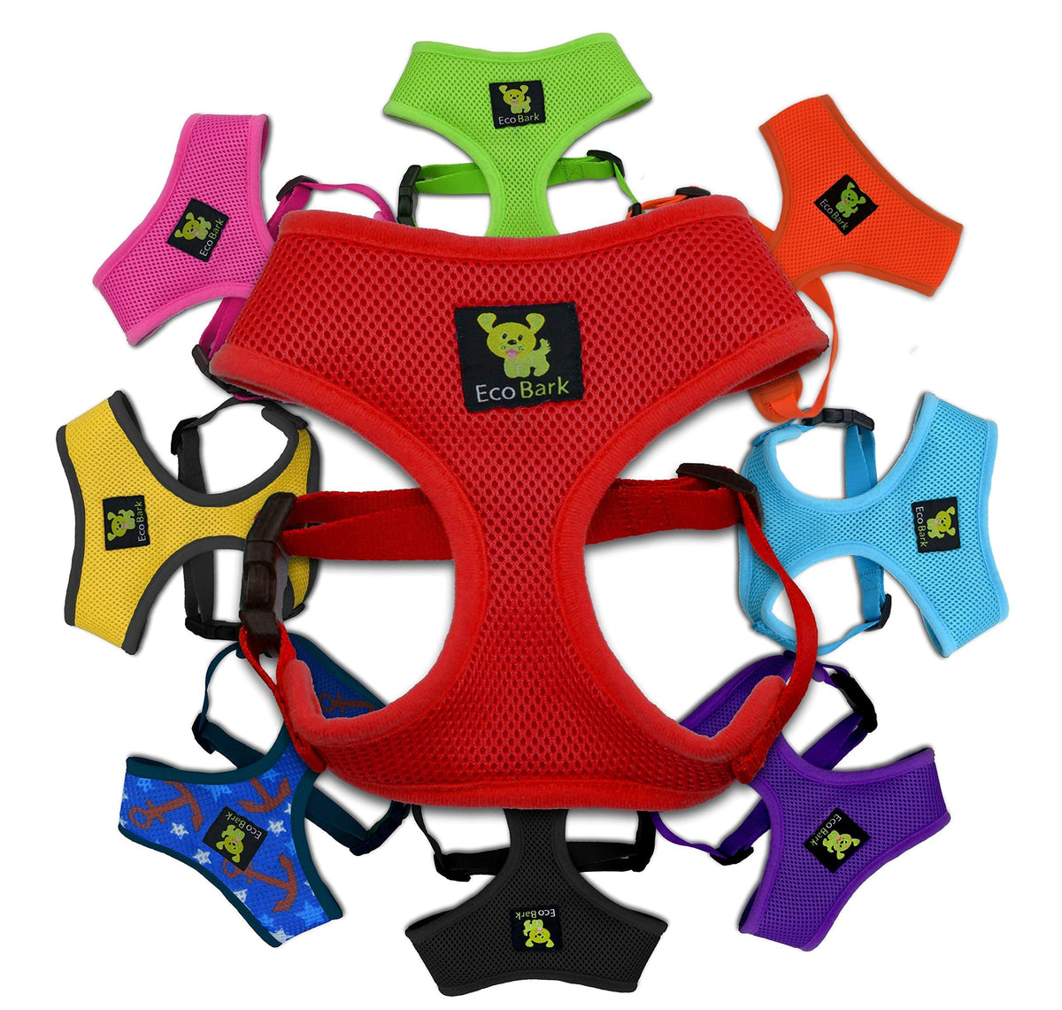 EcoBark Classic Dog Harness escape-proof fit on a dog during outdoor walk
