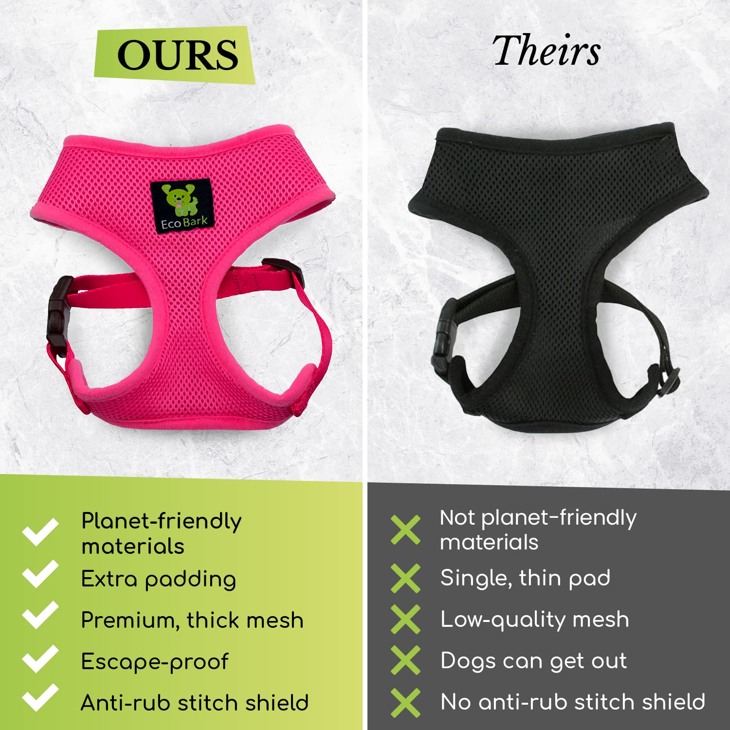 EcoBark dog harness no-pull design improves steady, strain-free walks.