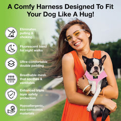EcoBark Dog Harness over-the-head design enables quick on-off for puppies
