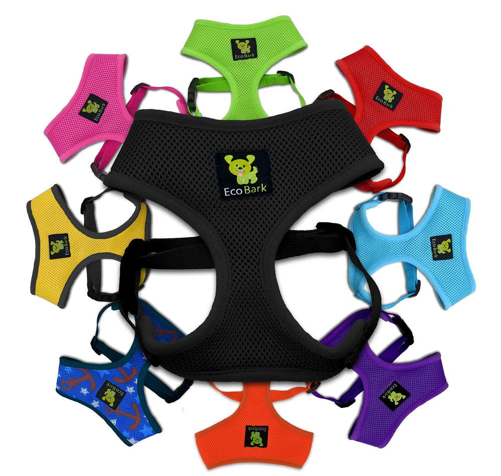 EcoBark dog harness XL black, over-the-head design for easy on-and-off daily walks.