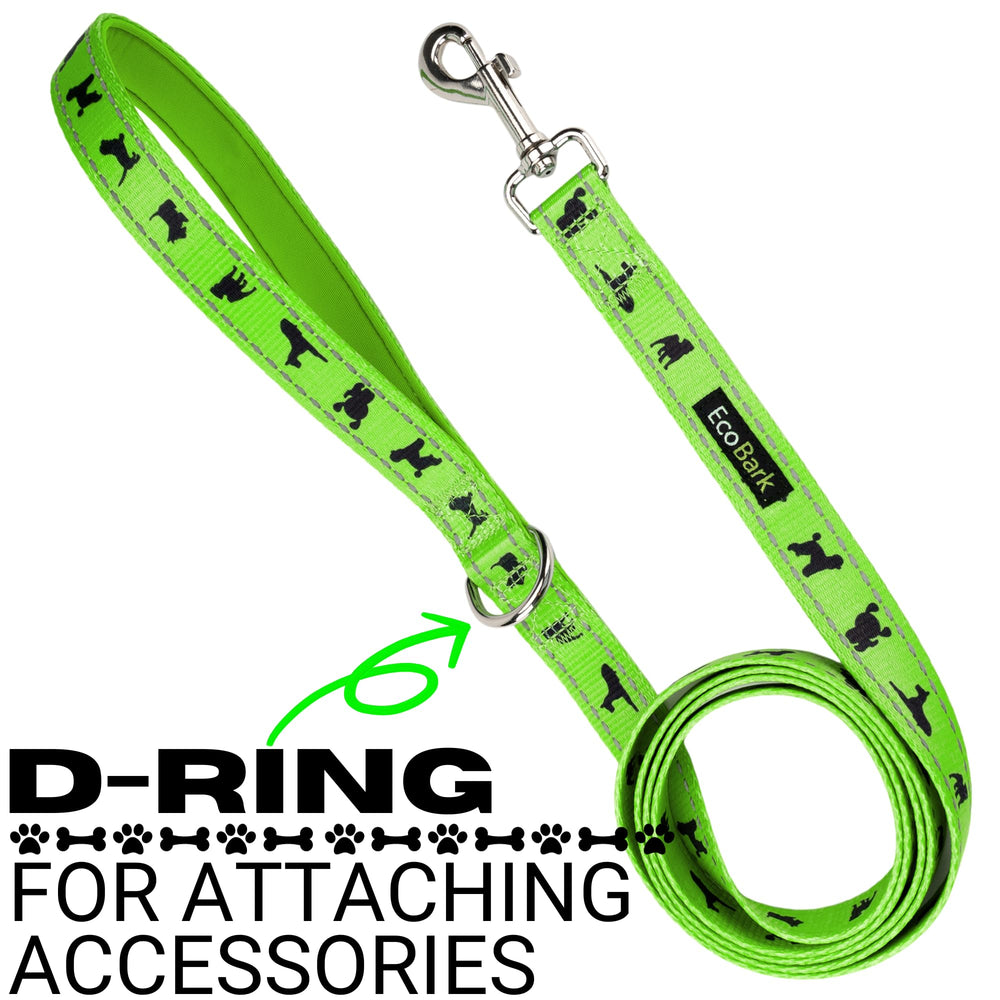 EcoBark dog leash size-compatibility illustrates suitability for small, medium, and large dogs.