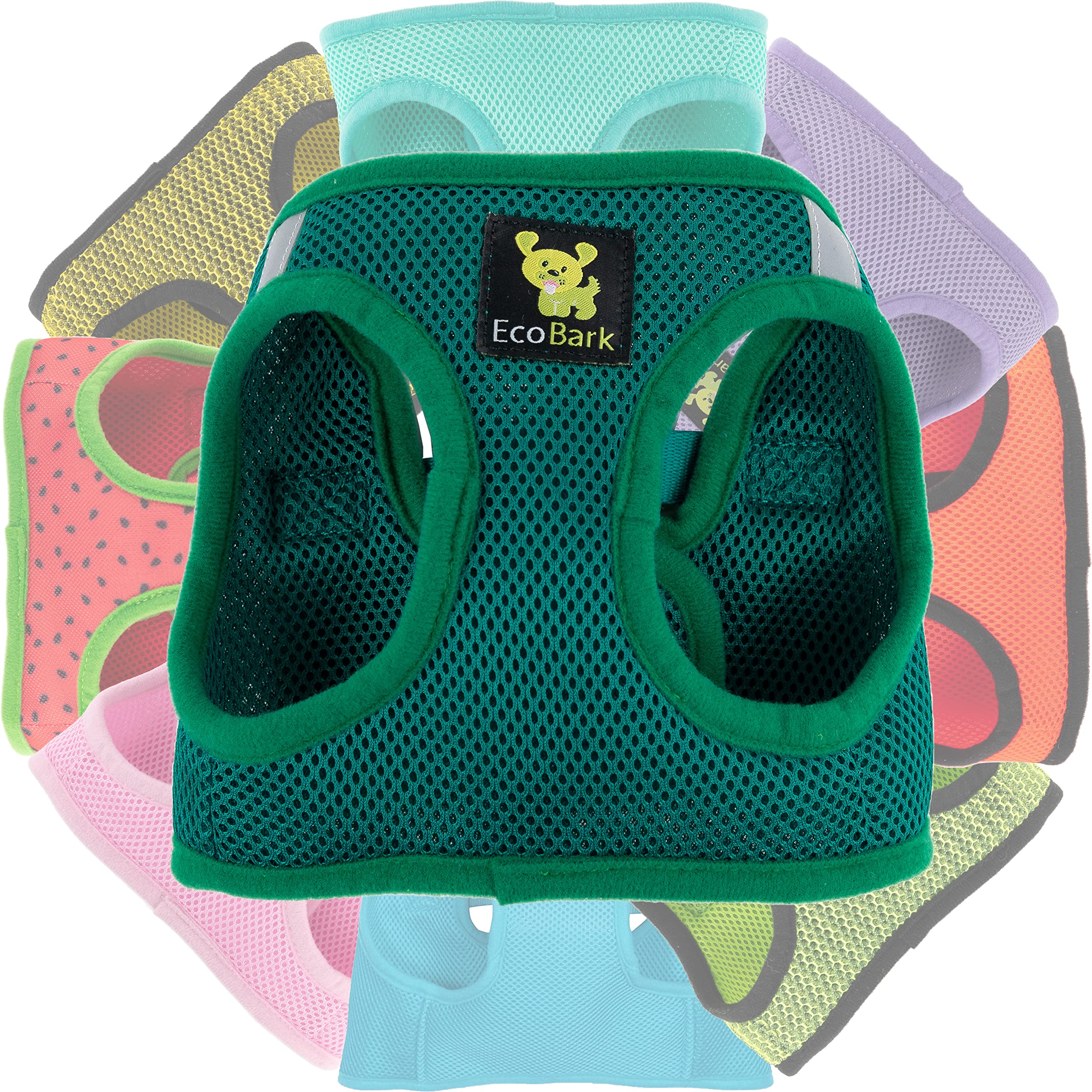 EcoBark forest-green harness packaging hints at premium, durable material.