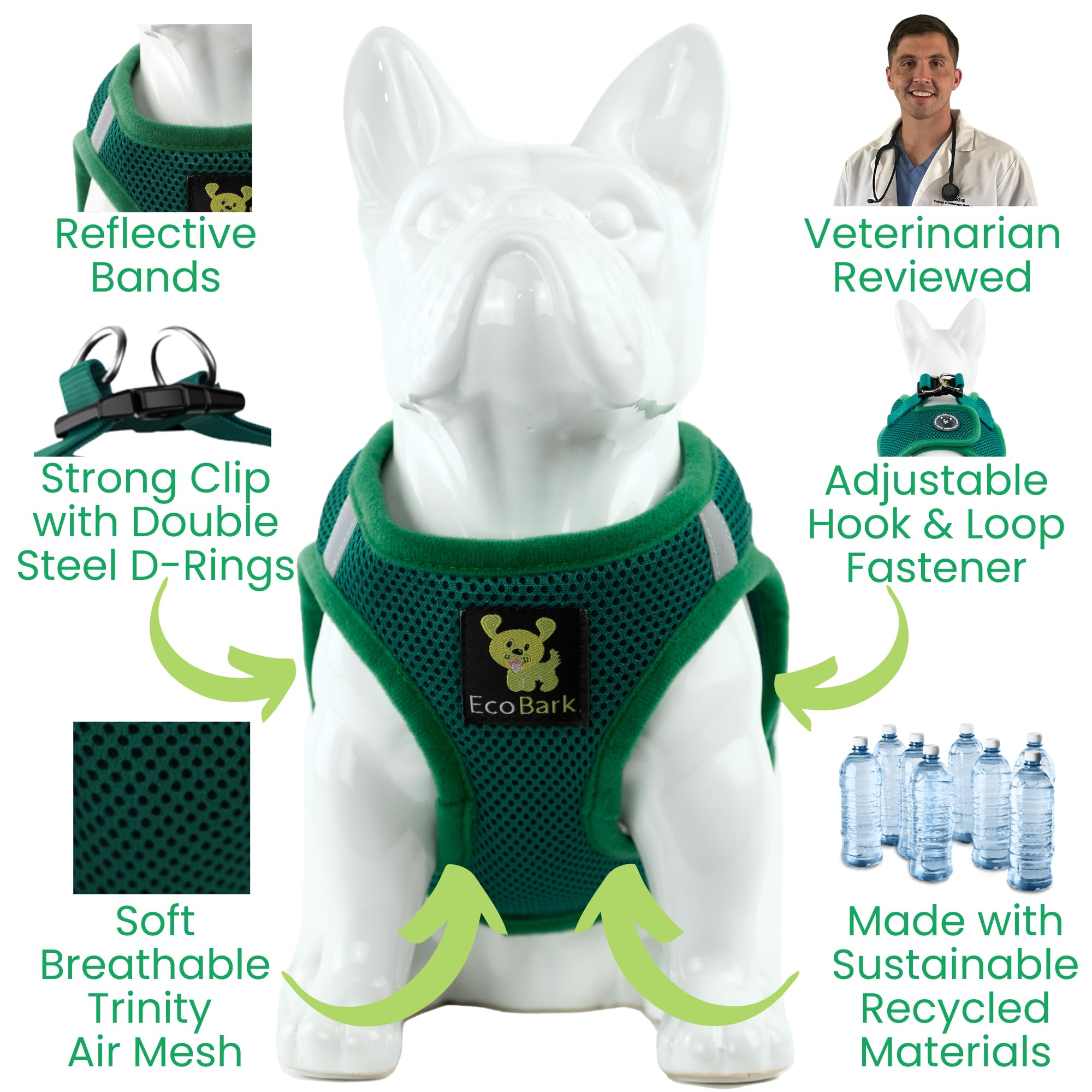 EcoBark soft padded chest strap reduces rubbing for gentle daily wear.