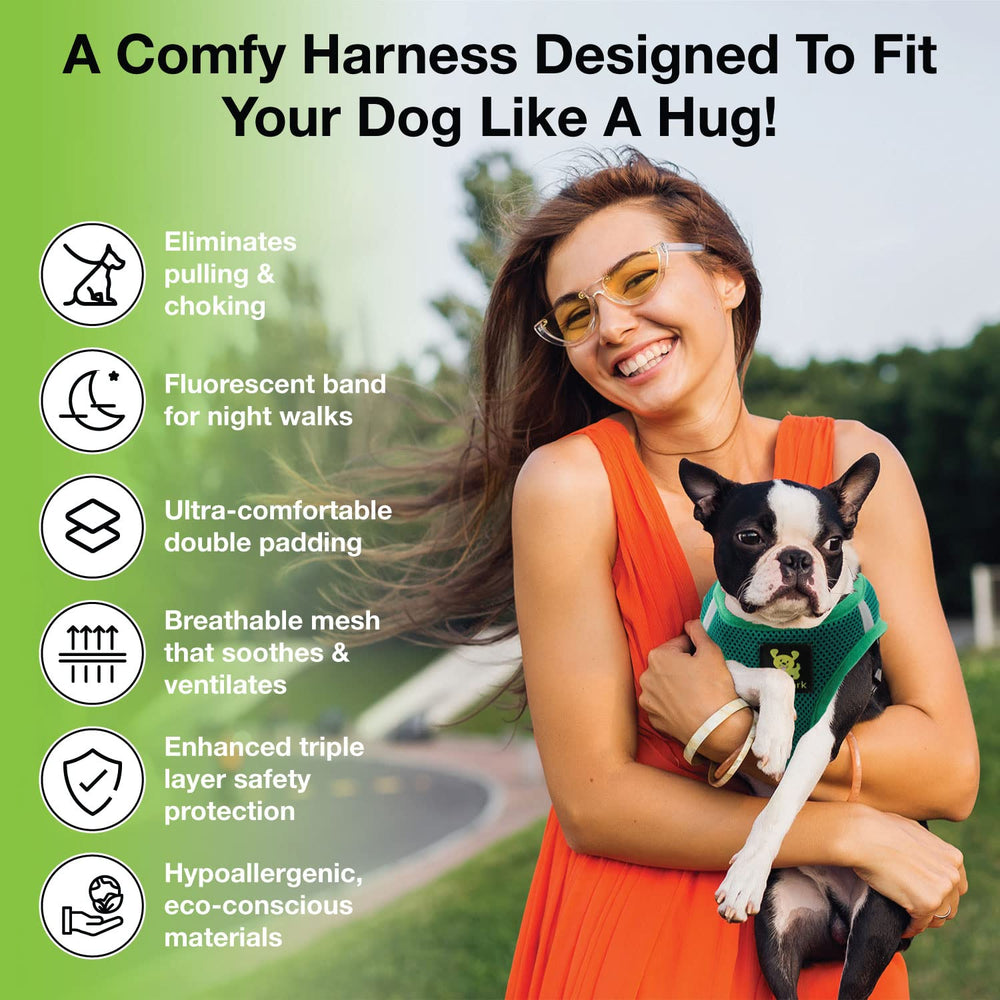 EcoBark step-in harness easy-on-off design helps quick adjustments before outdoor adventures.