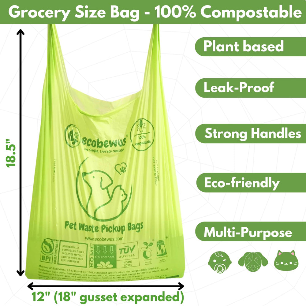 ecobewus xl-pet-waste-bags-open shows quick, easy use for on-the-go cleanup