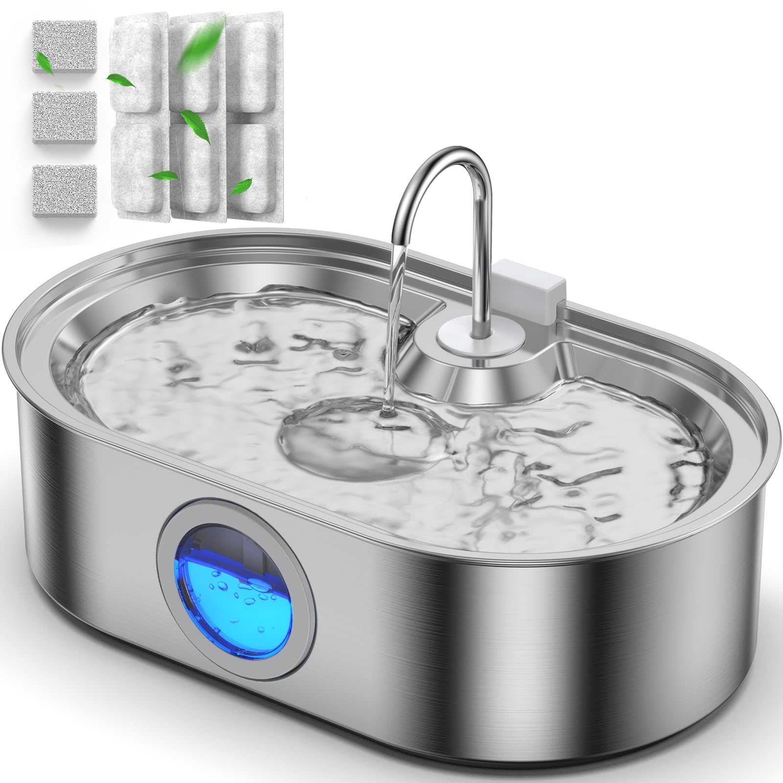 ECOCONUT 3.4Gal dog water fountain top view shows the large capacity for easy access to water.