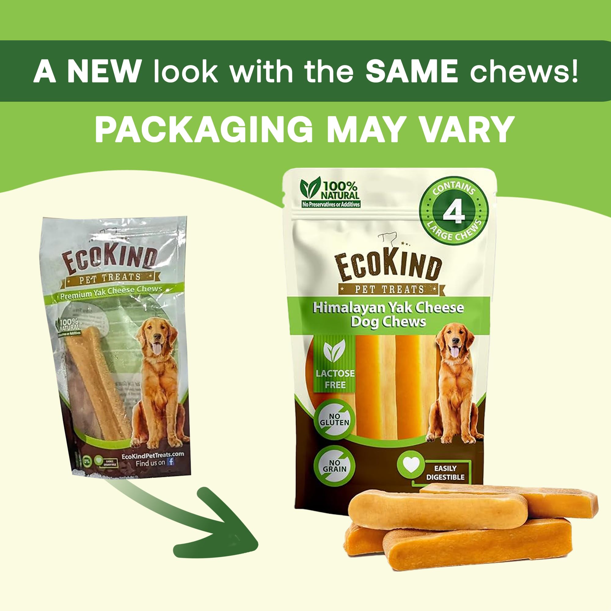 EcoKind Premium Gold Monster Yak Chew reward-ready packaging, great during training or play