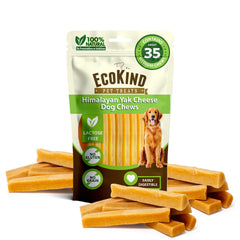 EcoKind Premium Gold Yak Cheese Himalayan Dog Chew pack highlights all-natural ingredients for long-lasting entertainment.