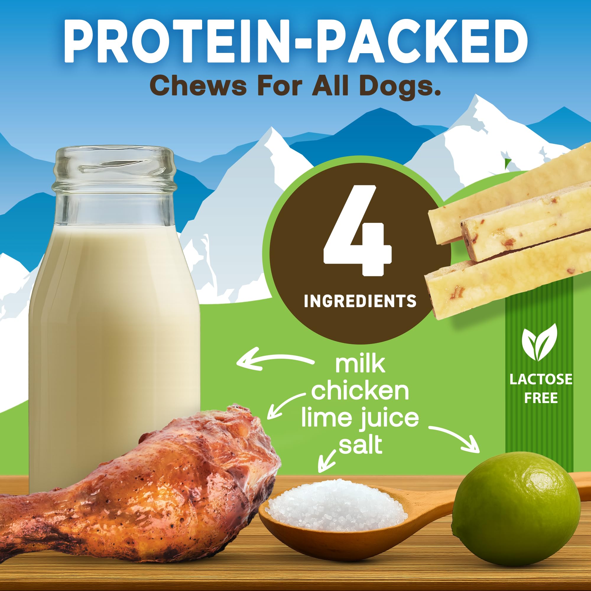 EcoKind Yak Cheese chew close-up shows real chicken flavor and sturdy texture for dogs.