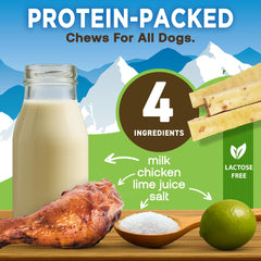 EcoKind Yak Cheese chew close-up shows real chicken flavor and sturdy texture for dogs.