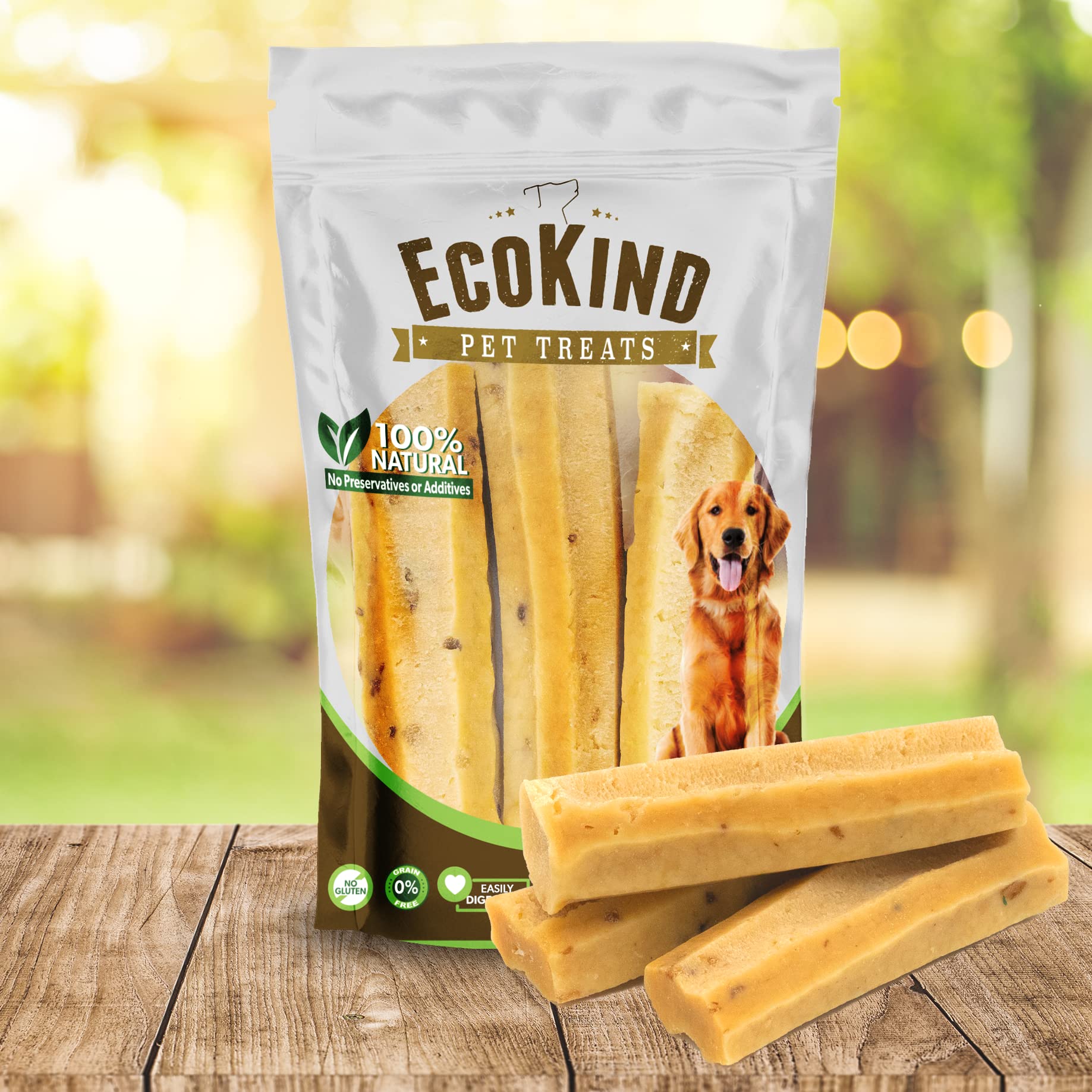 EcoKind Premium Gold Yak Chews for large breed shows big treat suited for big dogs