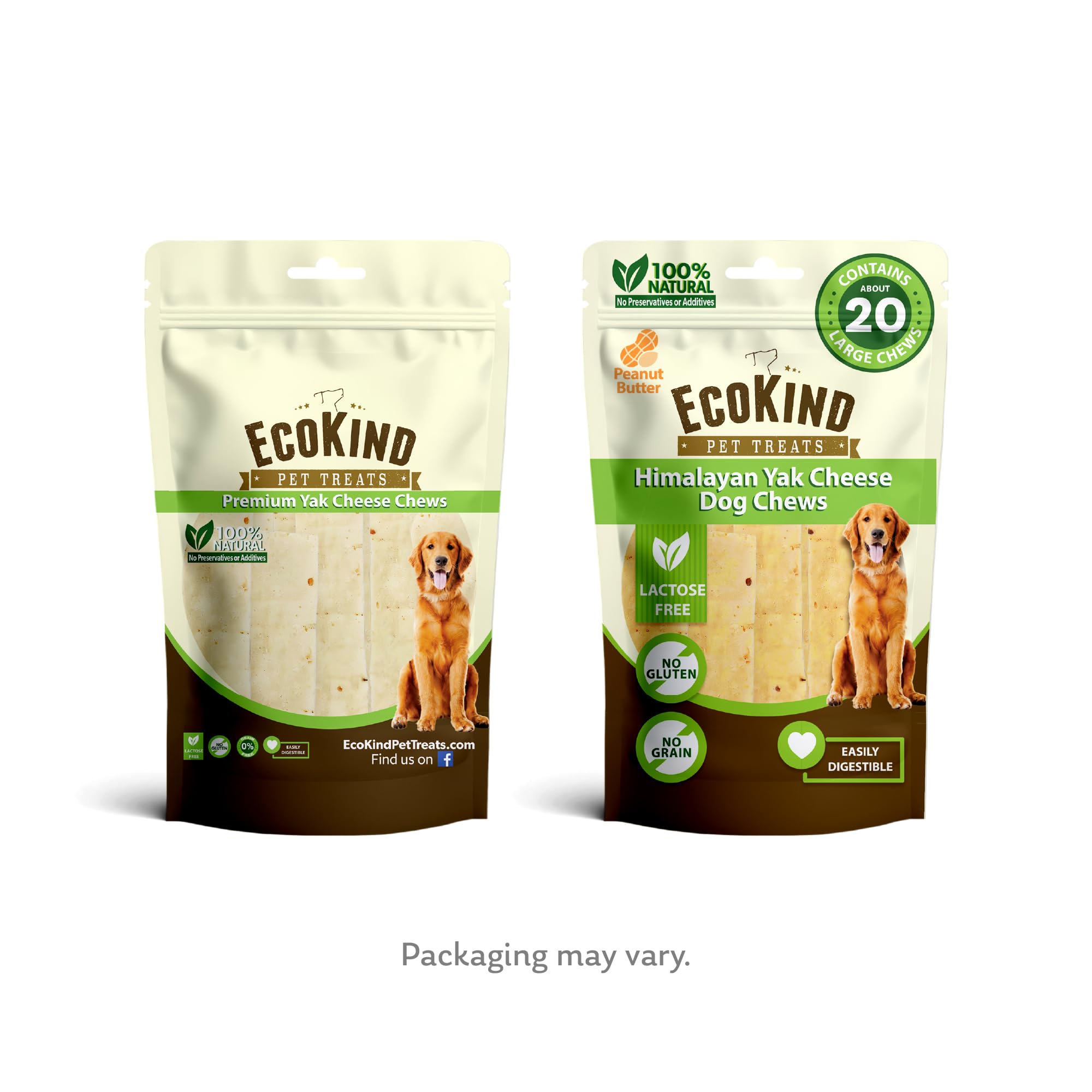 EcoKind Premium Gold Yak Chews originate in Nepal, authentic Himalayan milk chews.